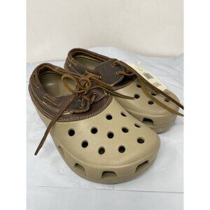 Crocs Islander Leather Boat Dock Shoes Men& Size 6 Women SIZE 8 Lace Up